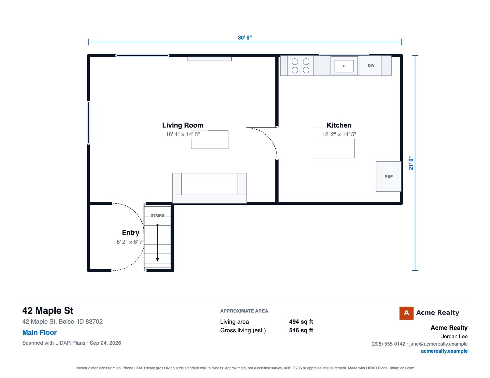 Main floor plan of 42 Maple St